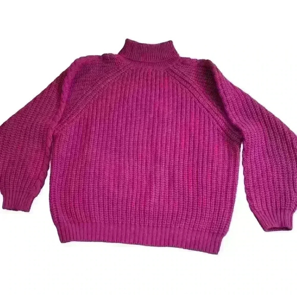 VTG 1980s Gerard Works Sweater Womens M Hot Pink Cable Knit Chunky Retro - Picture 9 of 10